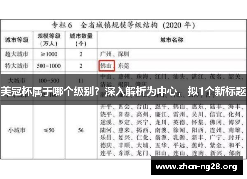 美冠杯属于哪个级别？深入解析为中心，拟1个新标题